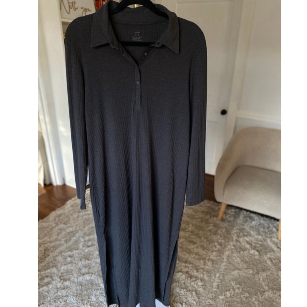 Long Sleeve Black Mini Dress with Collar